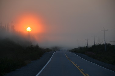 Route 113 foggy sunrise