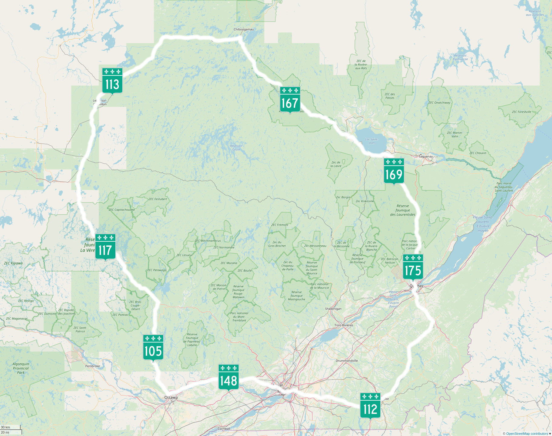 Lap of Quebec Route